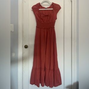 Pink/orange maxi sundress with bow detail in the front